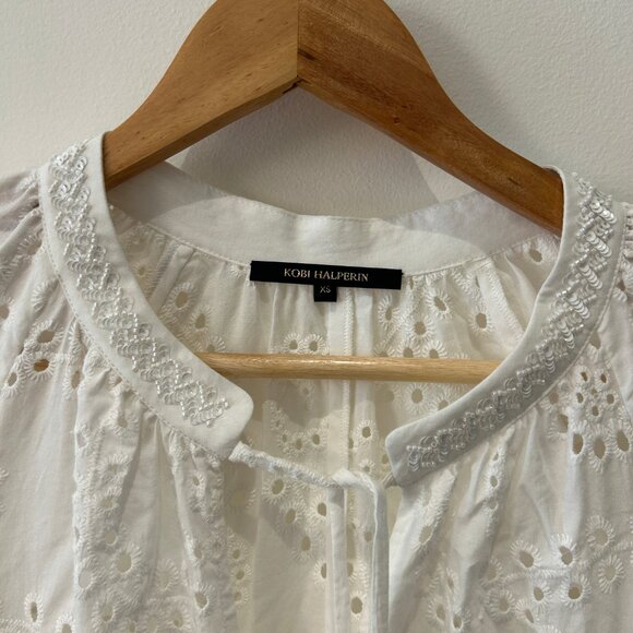 Kobi Halperin Eve Eyelet White Cotton Maxi Dress. Size XS - Picture 9 of 10